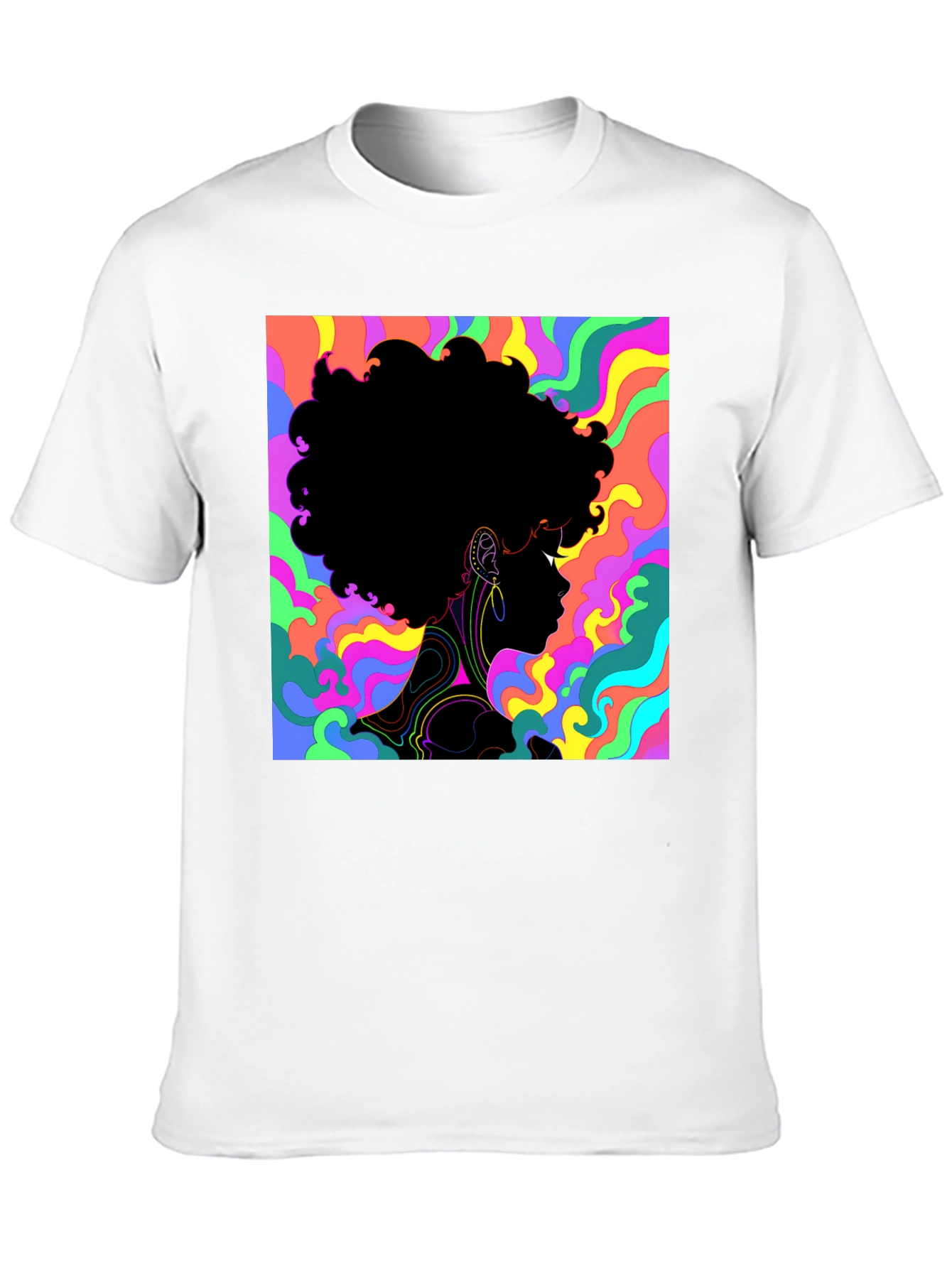 Psychedelic Afro Silhouette Black T-Shirt