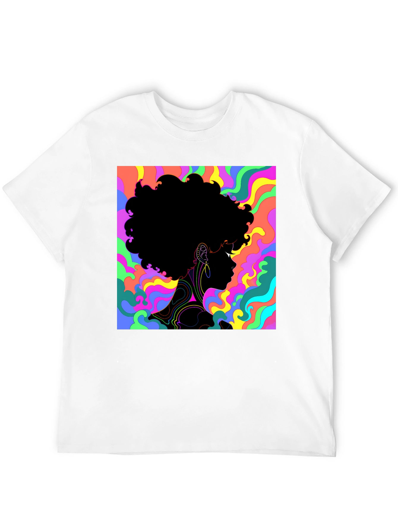 Psychedelic Afro Silhouette Black T-Shirt