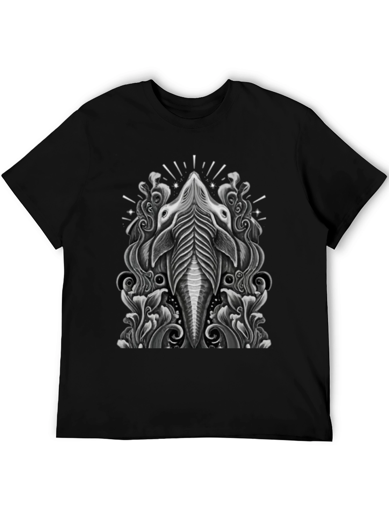 Stylized Animal Graphic Tee - Black