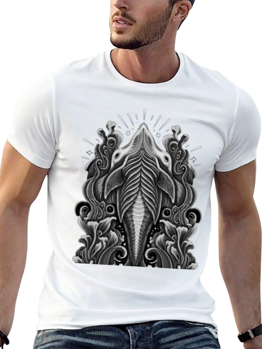 Stylized Animal Graphic Tee - Black