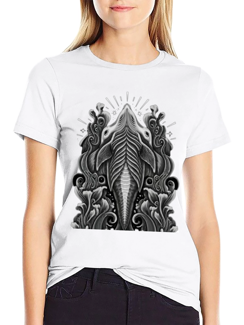 Stylized Animal Graphic Tee - Black