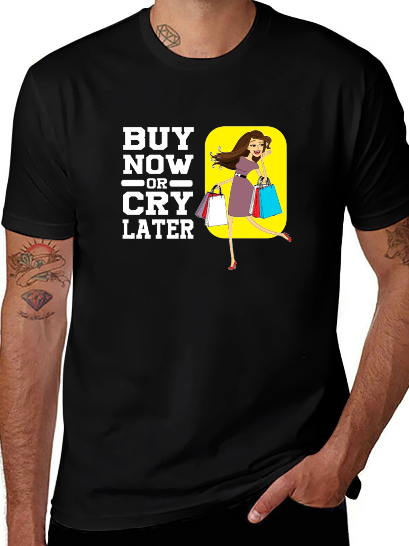 Buy Now or Cry Later Black Graphic Tee