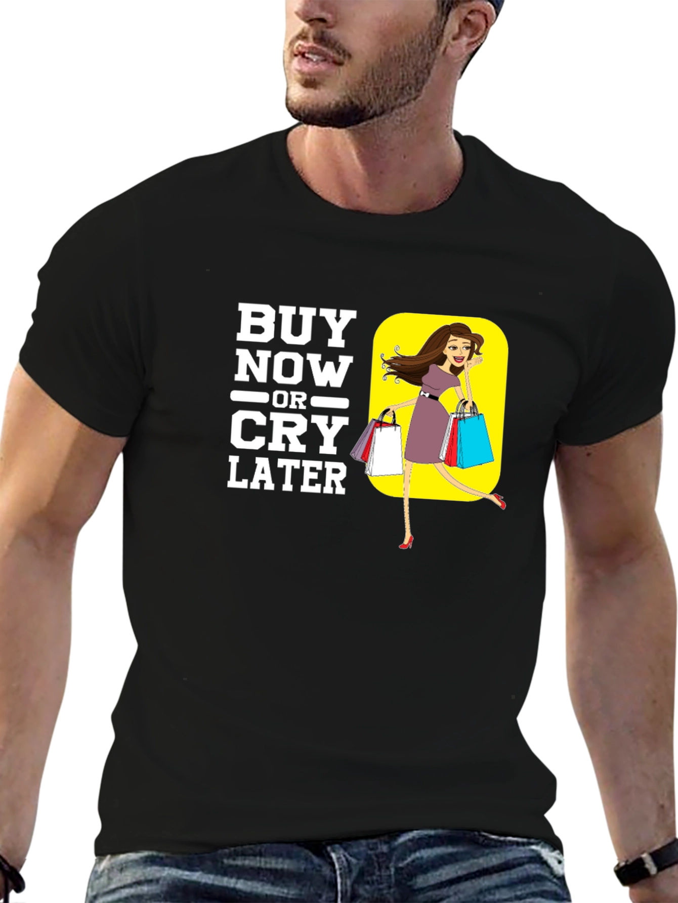 Buy Now or Cry Later Black Graphic Tee