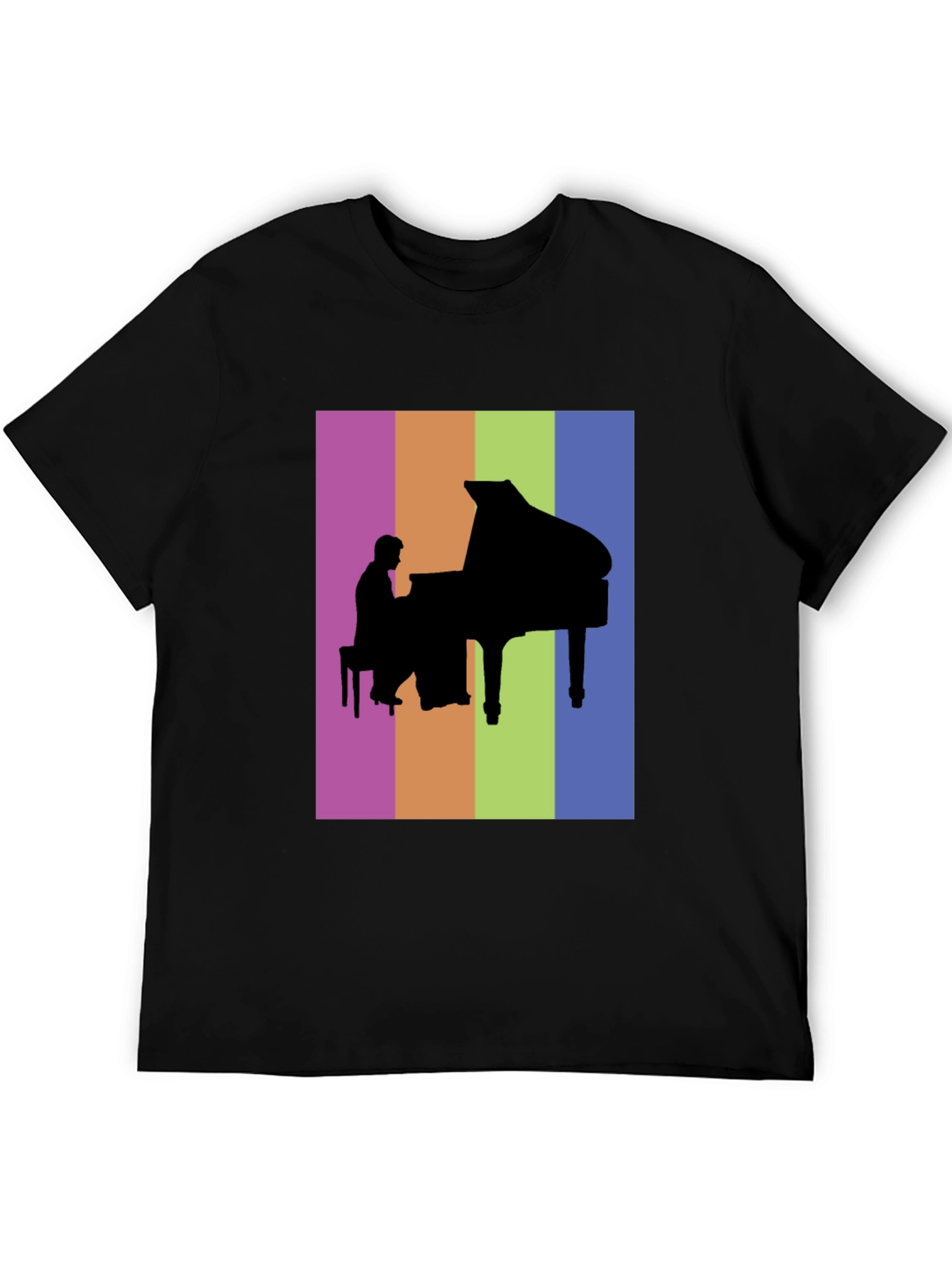 Piano Player Silhouette Graphic Tee - Colorful Music Lover Shirt
