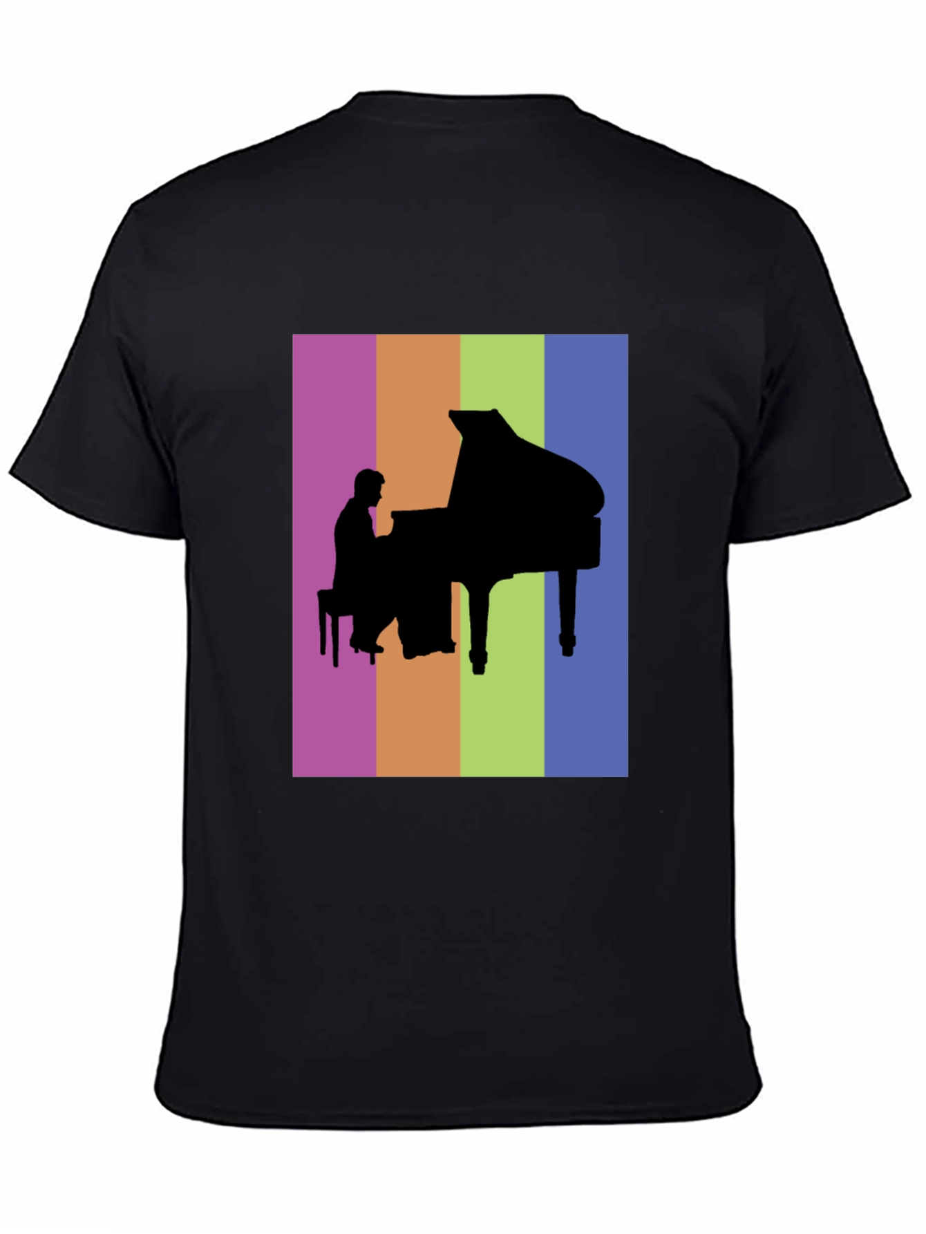 Piano Player Silhouette Graphic Tee - Colorful Music Lover Shirt