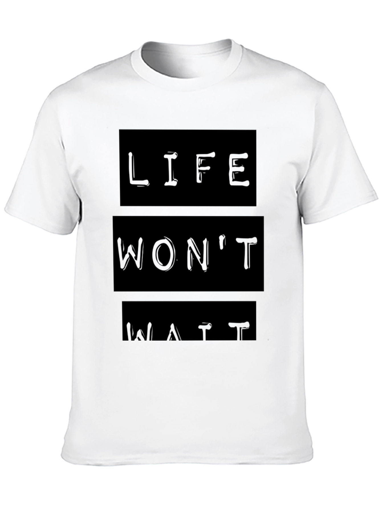 Life Wont Wait Black Graphic T-Shirt