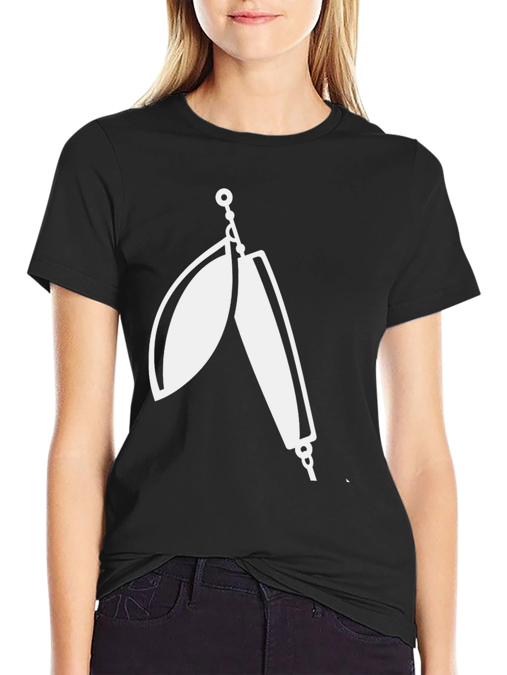 Mens Black T-Shirt with Fishing Lure Graphic