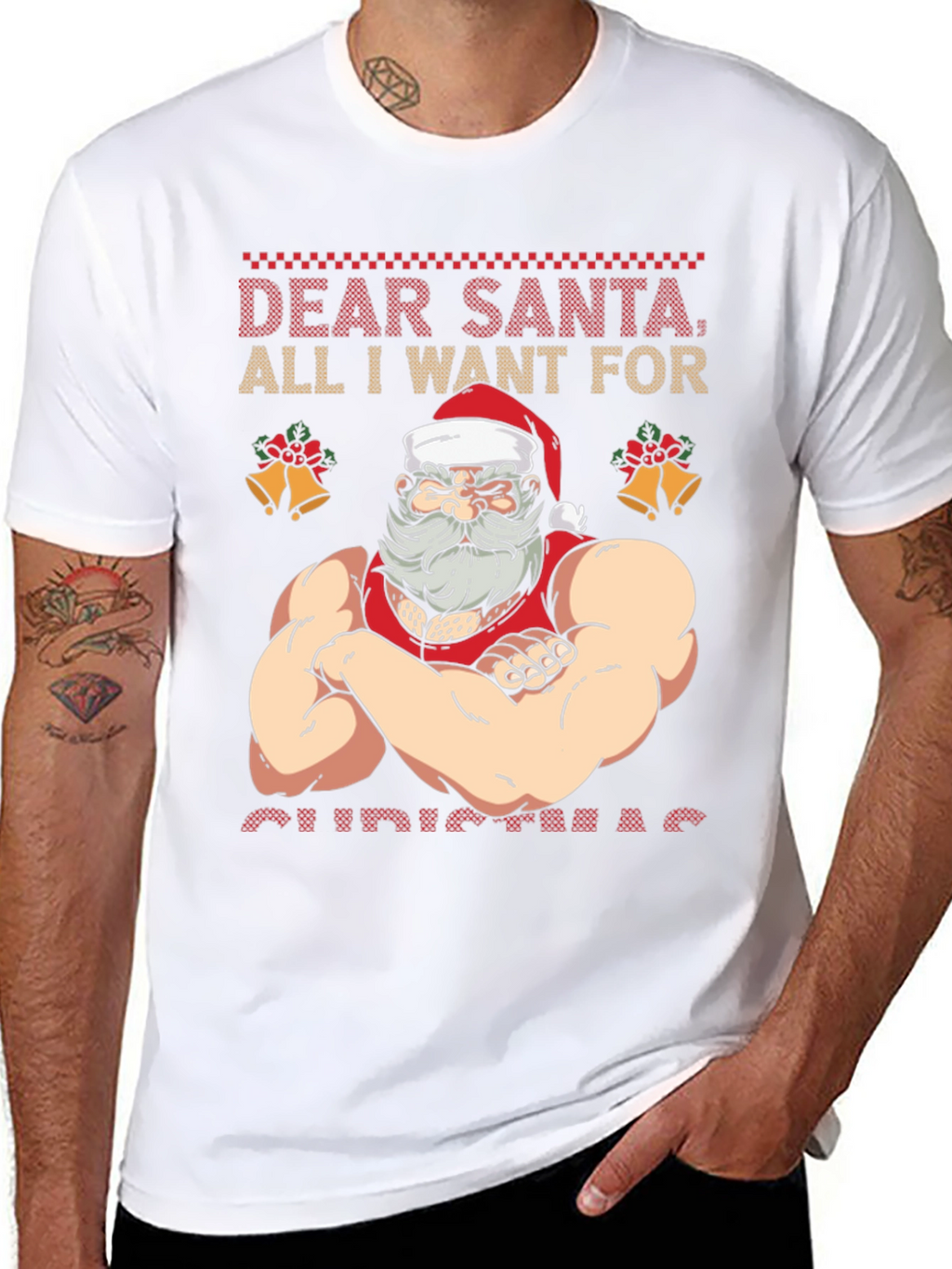 Funny Muscular Santa Christmas T-Shirt