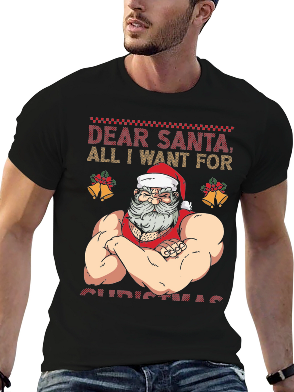 Funny Muscular Santa Christmas T-Shirt