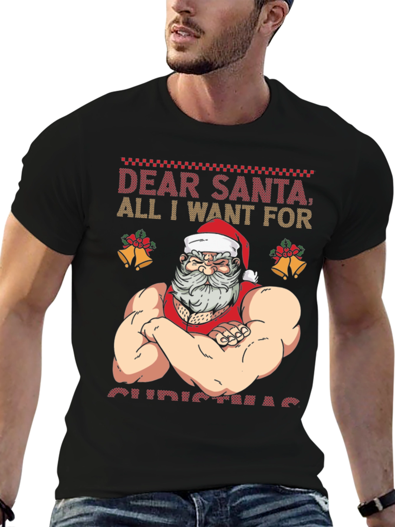 Funny Muscular Santa Christmas T-Shirt