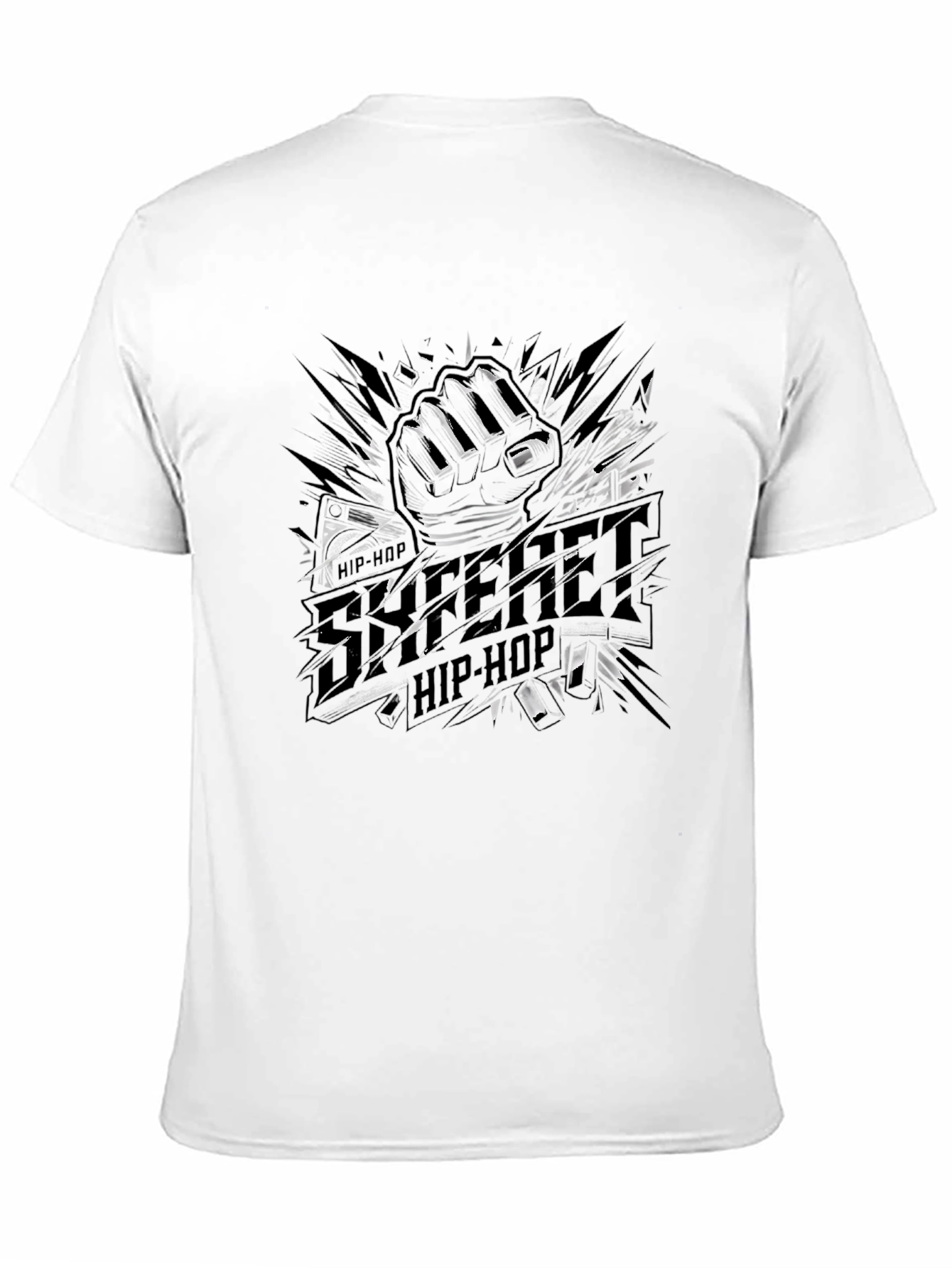 Urban Hip-Hop Graphic Tee - Street Style Black T-Shirt