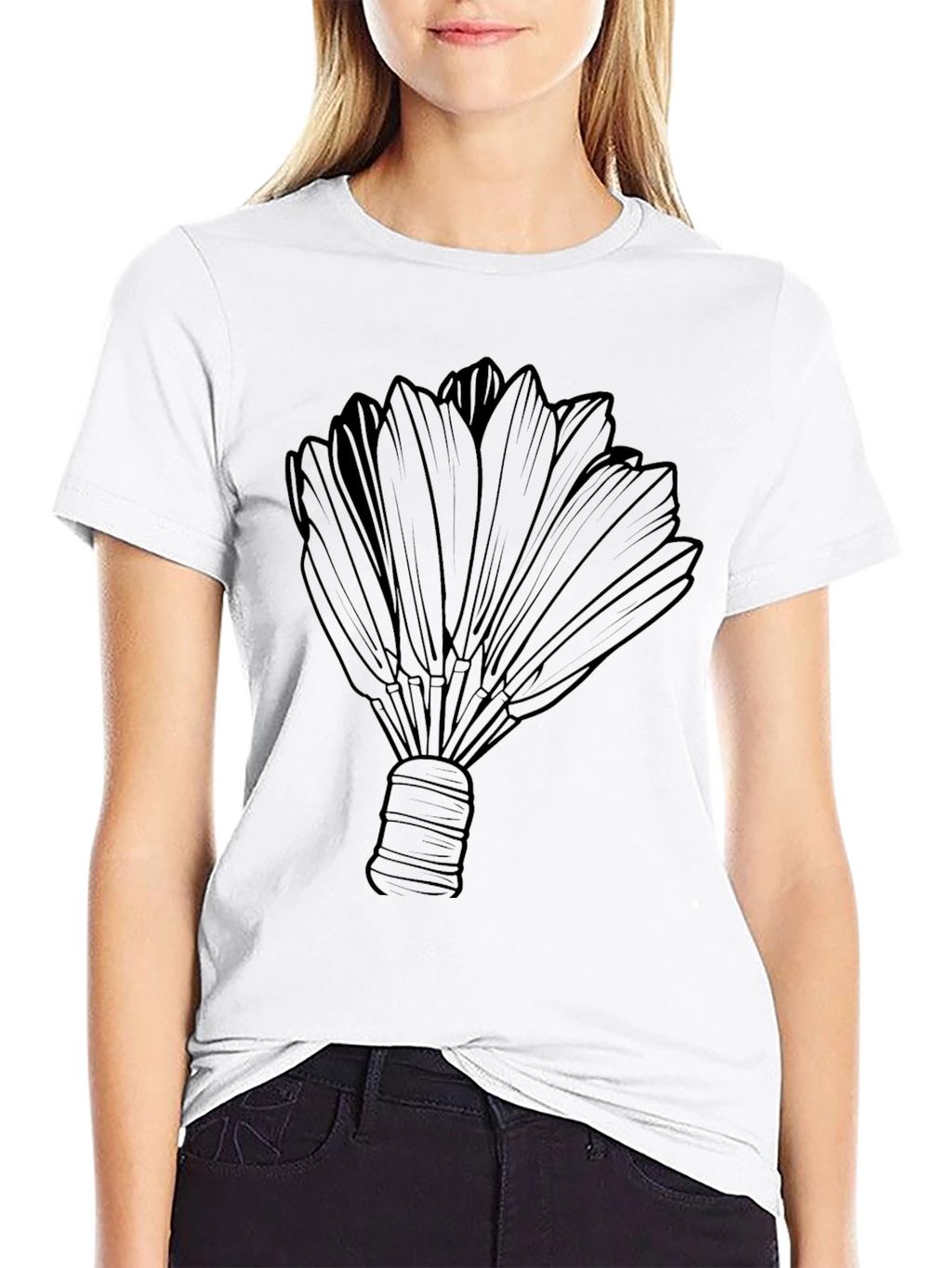 Black Badminton Shuttlecock Graphic Tee