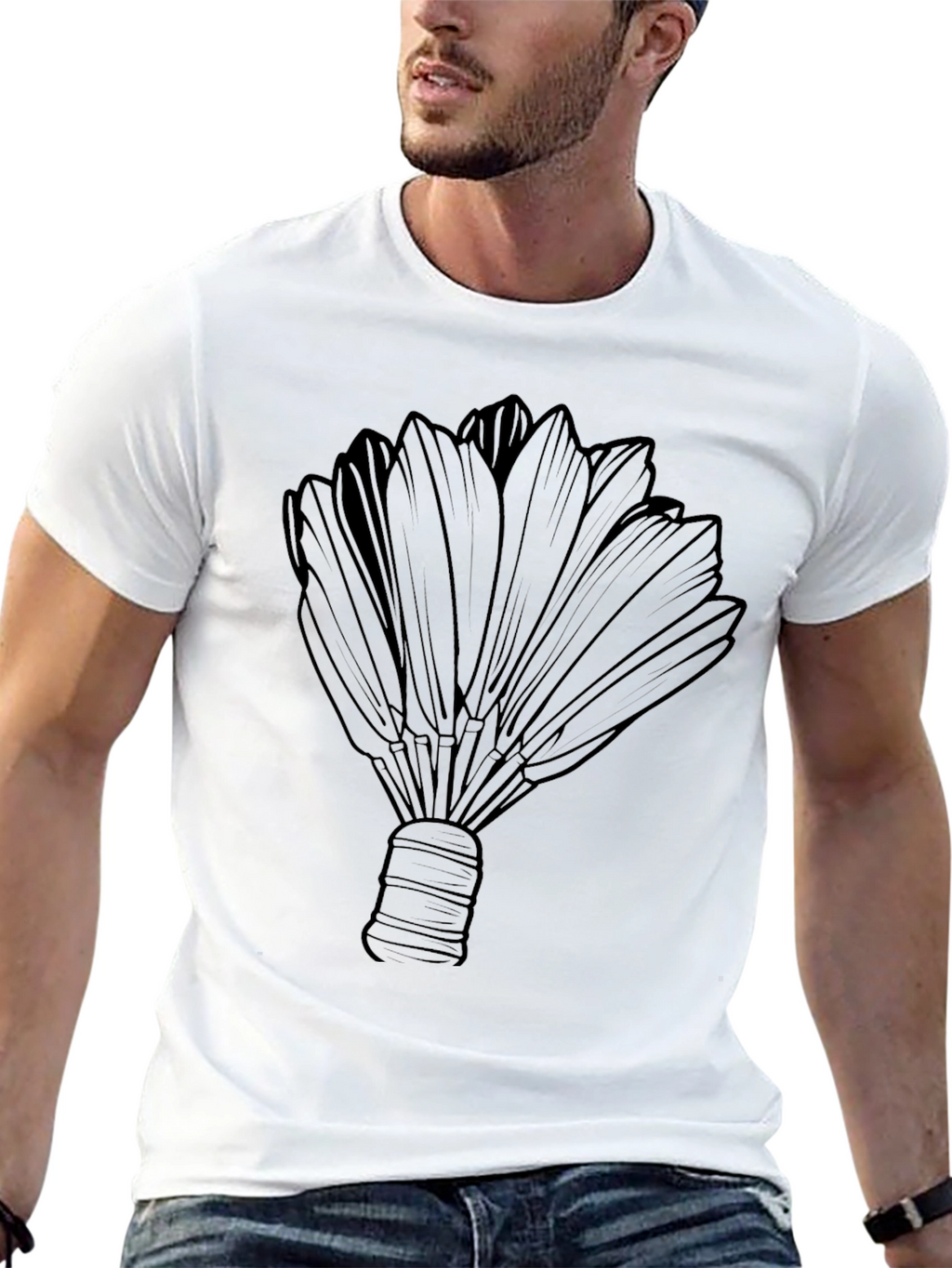 Black Badminton Shuttlecock Graphic Tee