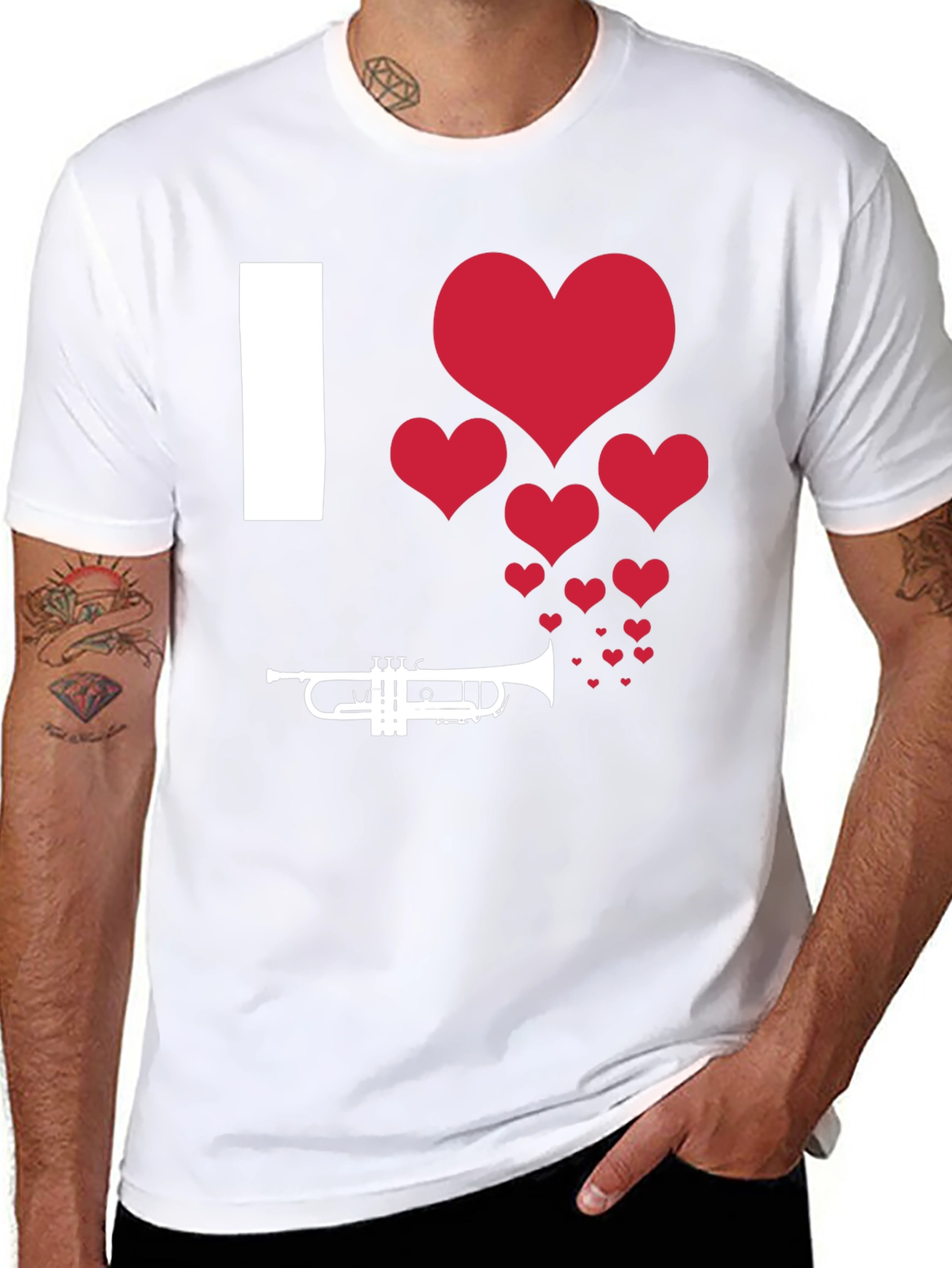 I Love Trumpet Heart Graphic T-Shirt