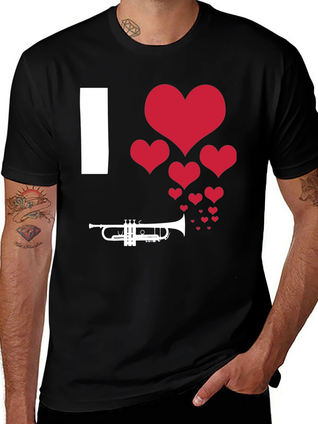 I Love Trumpet Heart Graphic T-Shirt
