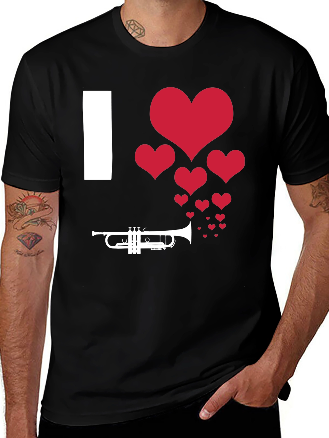I Love Trumpet Heart Graphic T-Shirt