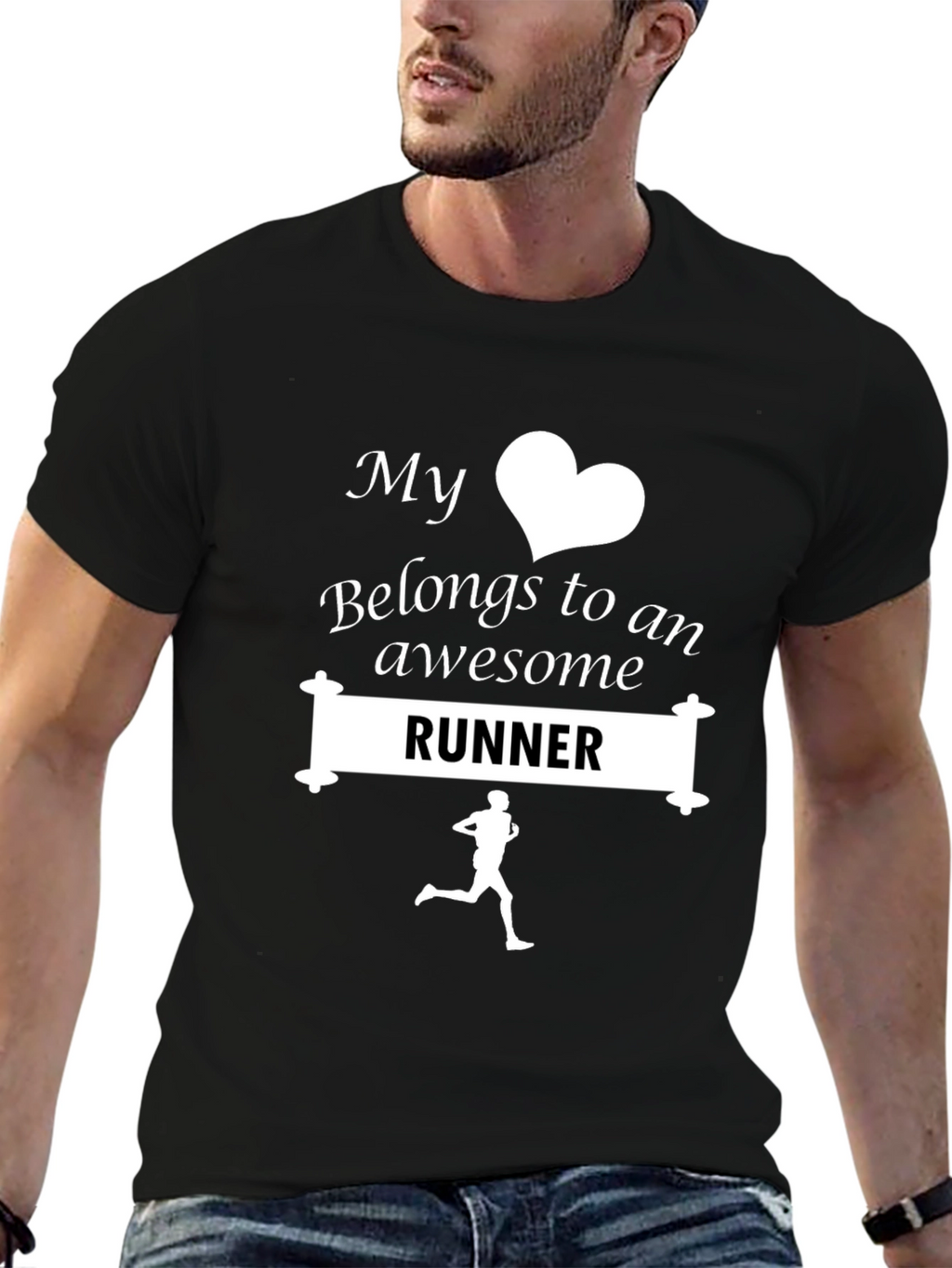 My Heart Belongs to a Runner T-Shirt - Black
