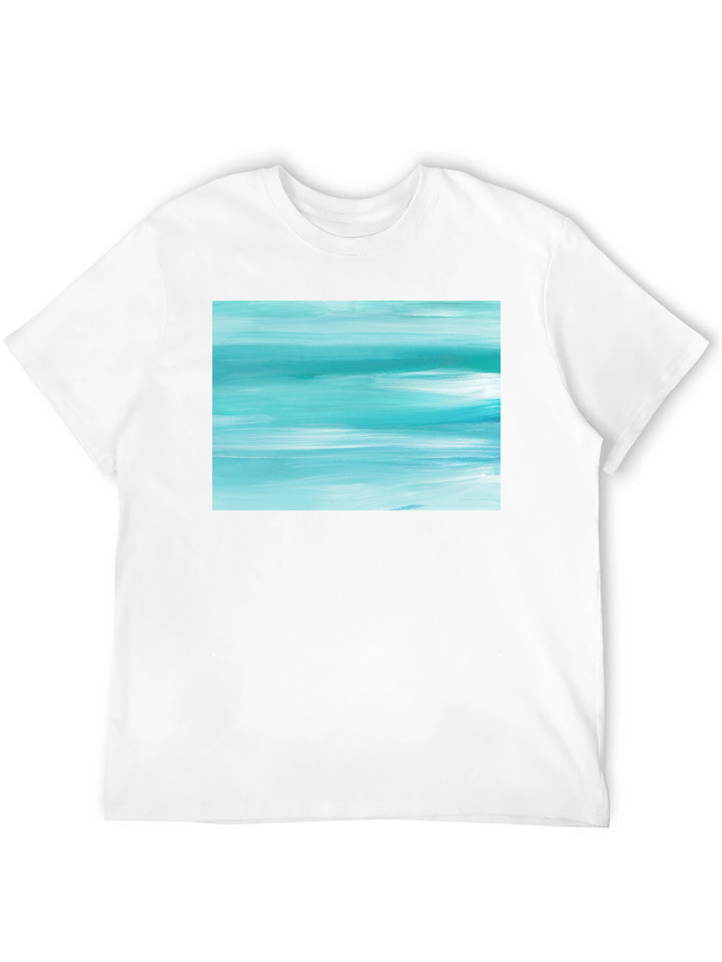 Abstract Aqua Brushstroke Graphic Tee - Soft Cotton