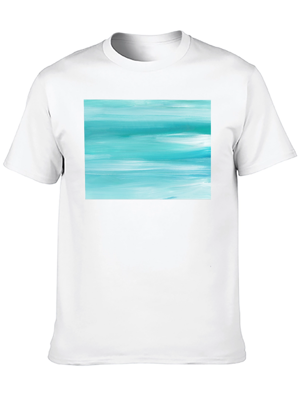 Abstract Aqua Brushstroke Graphic Tee - Soft Cotton
