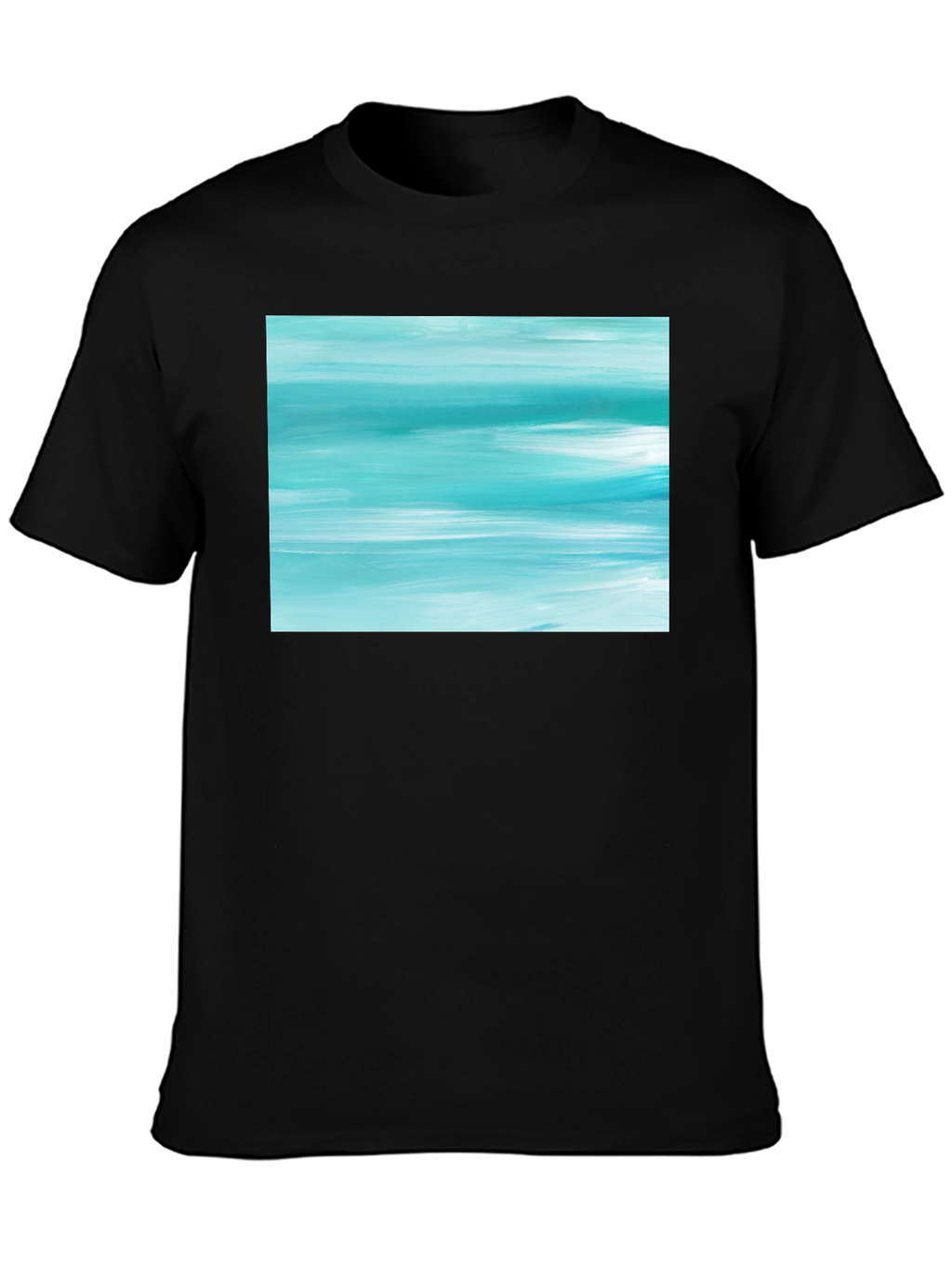 Abstract Aqua Brushstroke Graphic Tee - Soft Cotton