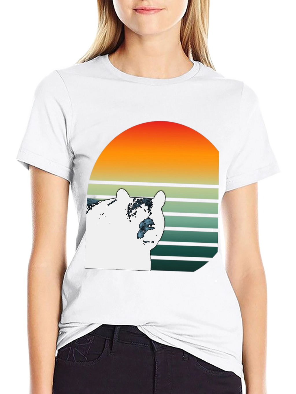 Bear Sunset Graphic T-Shirt - Black
