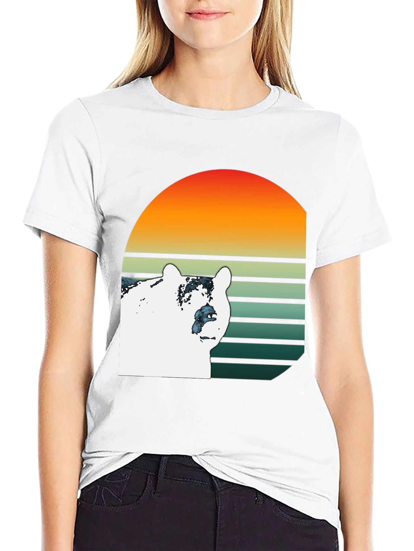 Bear Sunset Graphic T-Shirt - Black