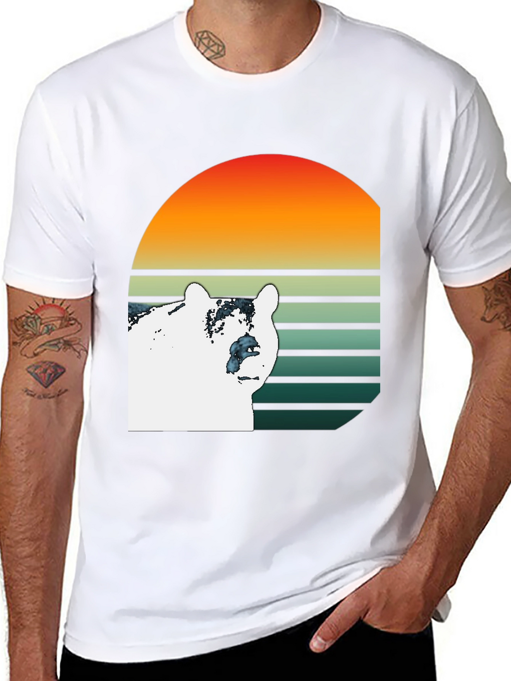 Bear Sunset Graphic T-Shirt - Black