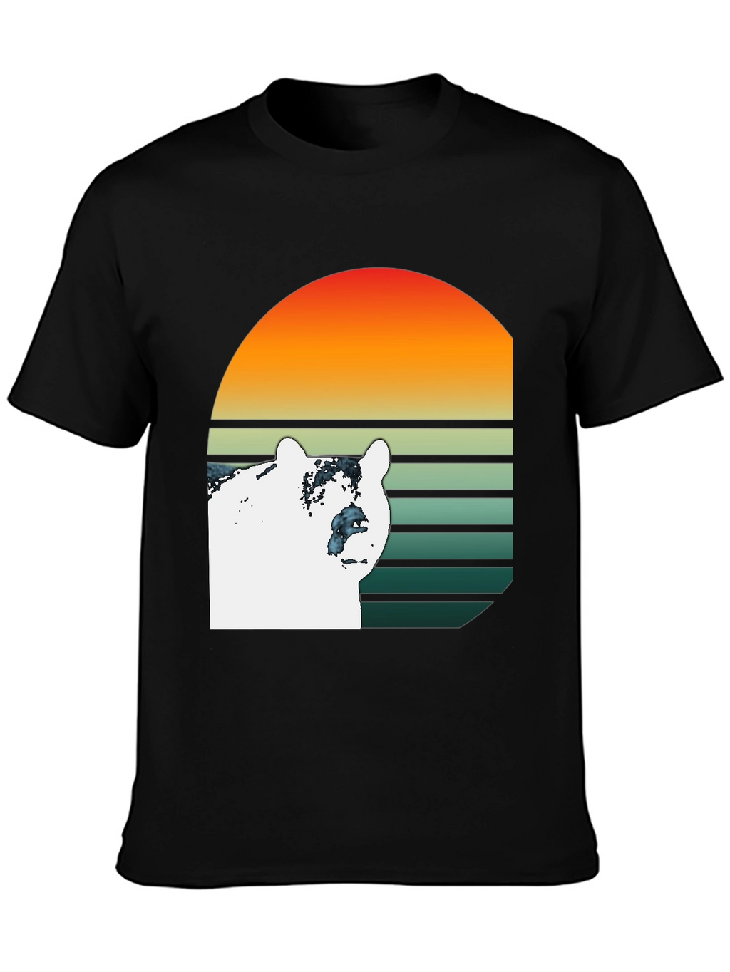 Bear Sunset Graphic T-Shirt - Black