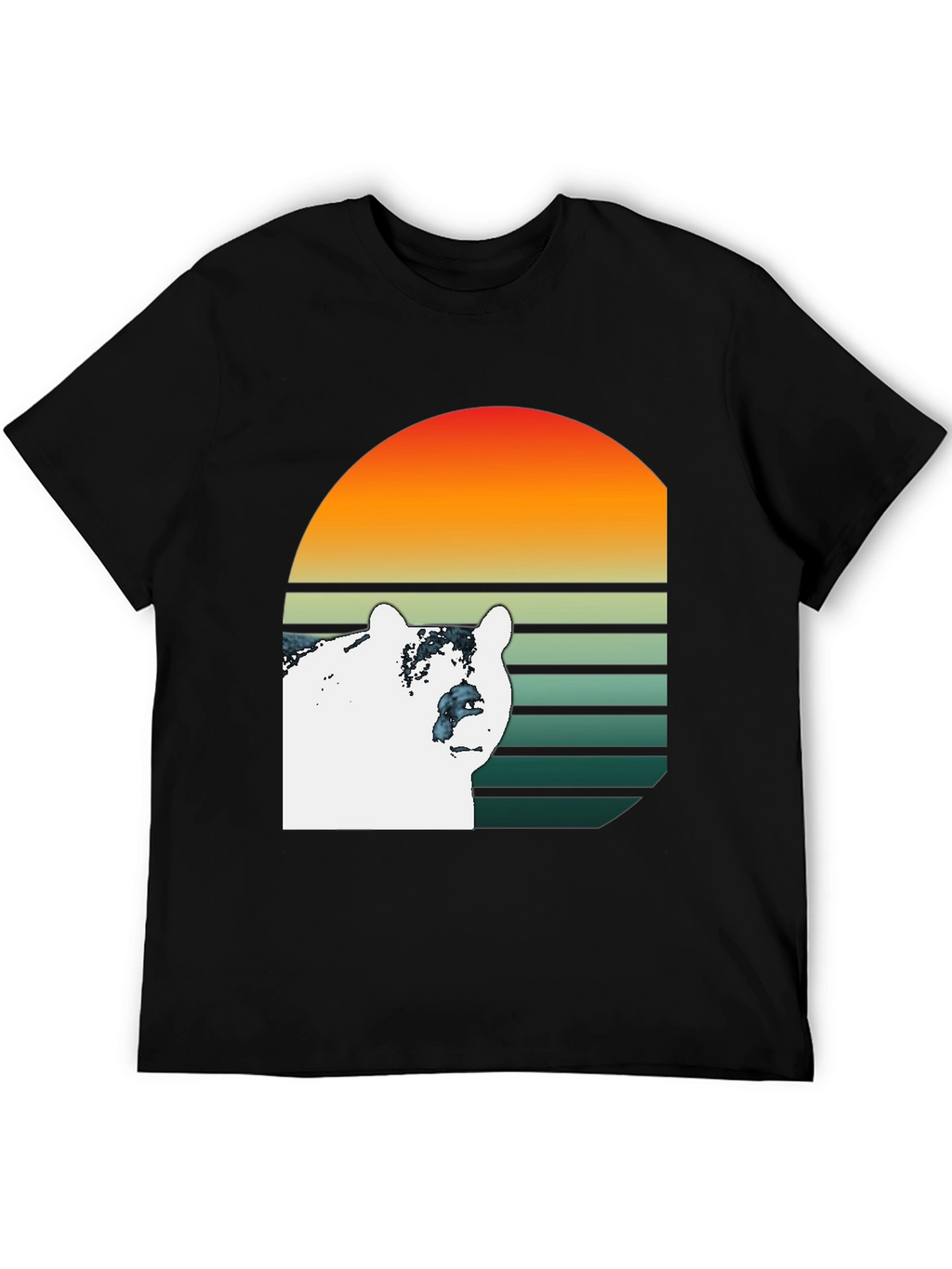Bear Sunset Graphic T-Shirt - Black