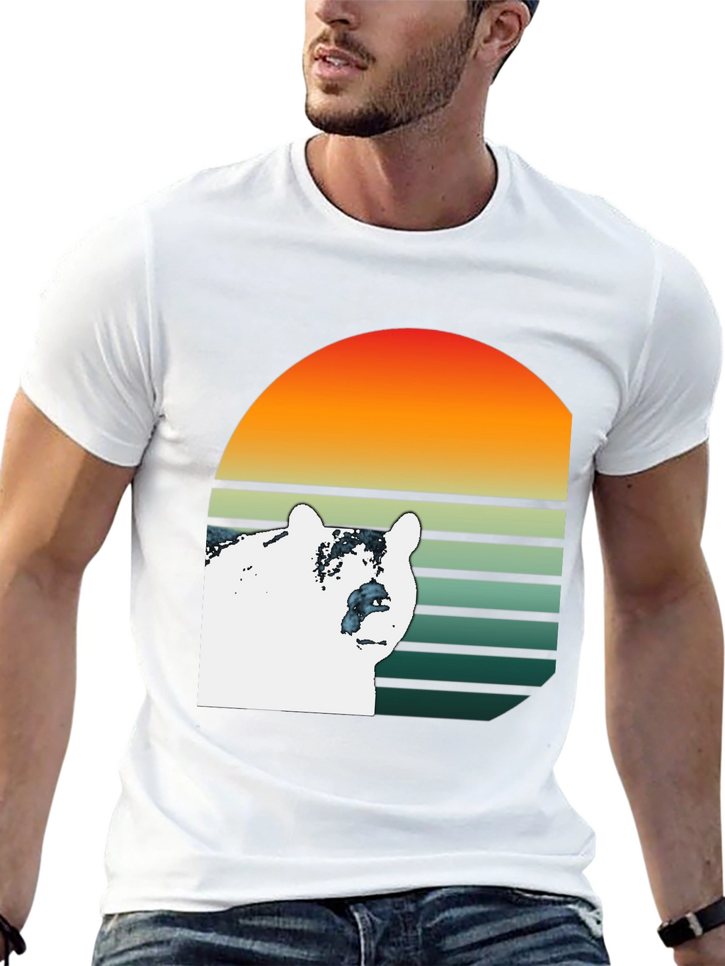 Bear Sunset Graphic T-Shirt - Black
