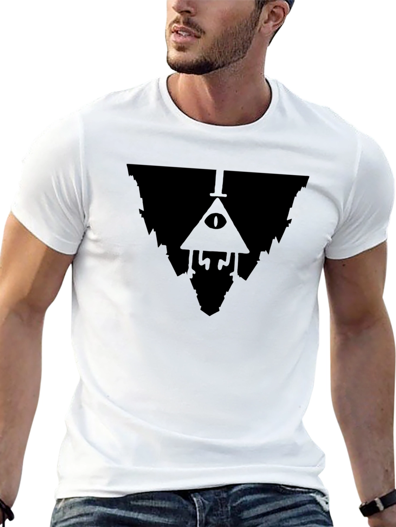 Mystic Triangle Graphic Tee - Stylish Black Shirt