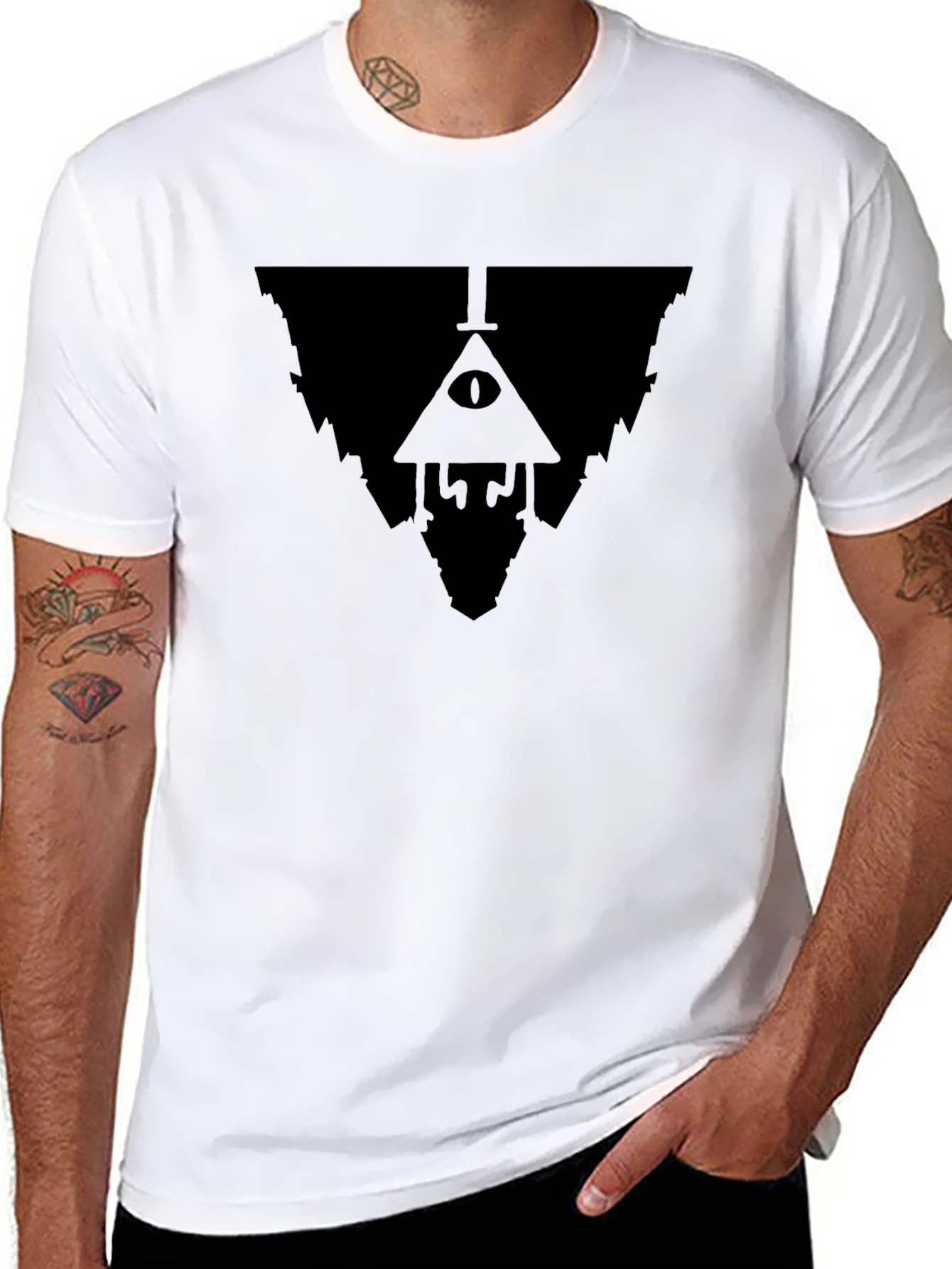 Mystic Triangle Graphic Tee - Stylish Black Shirt