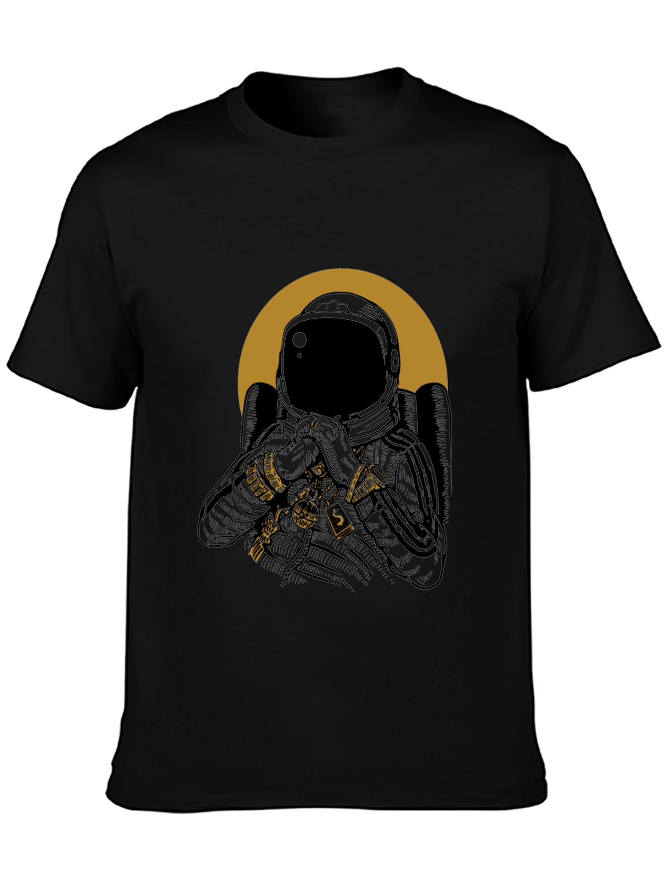 Astronaut Graphic Print Mens T-Shirt - Black