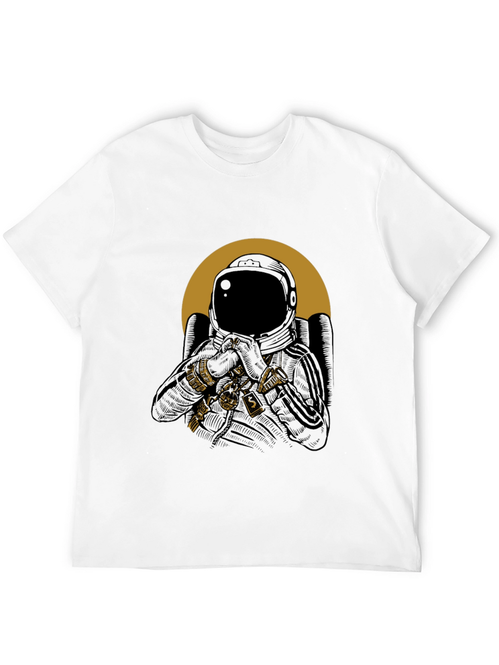Astronaut Graphic Print Mens T-Shirt - Black