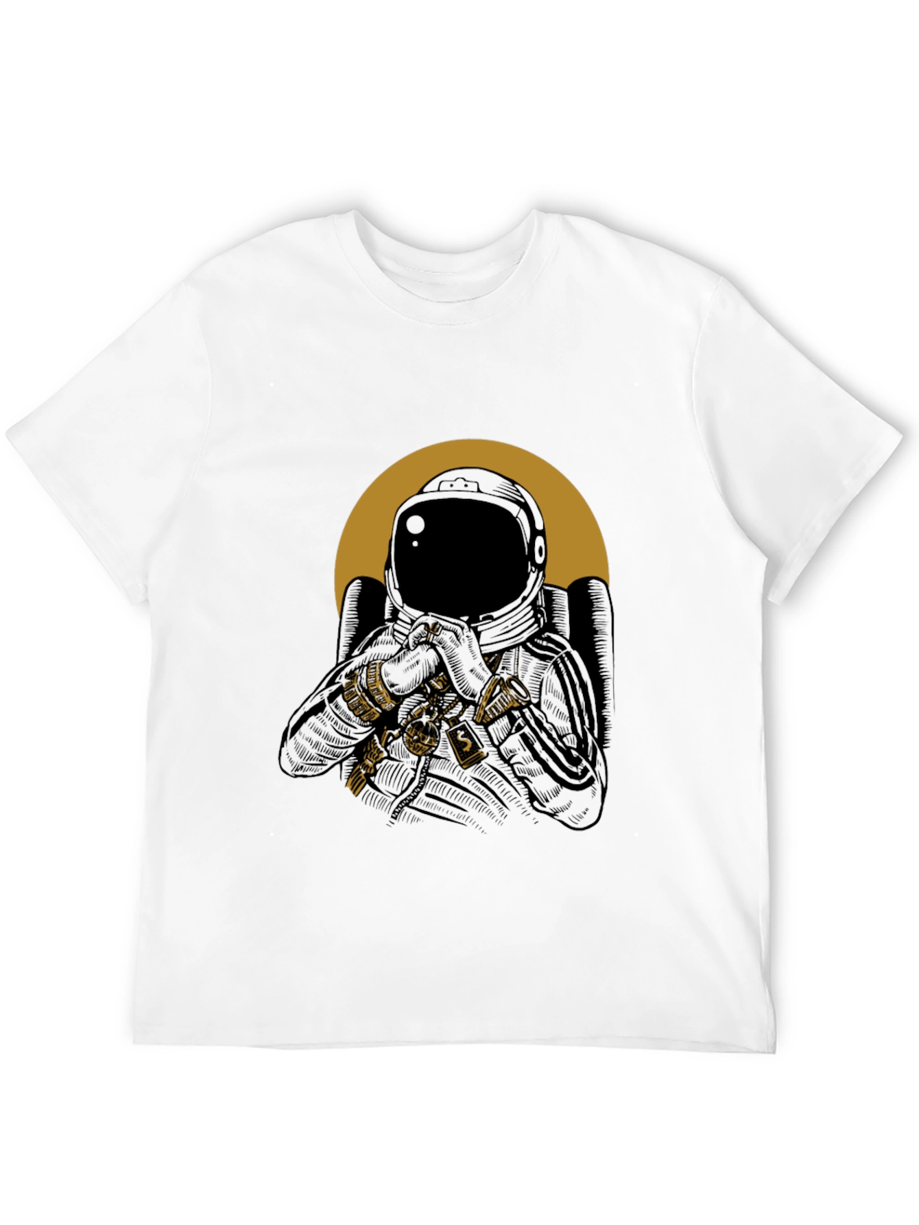 Astronaut Graphic Print Mens T-Shirt - Black