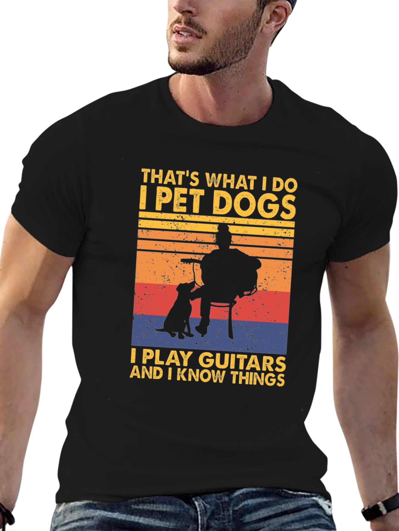 Pet Dogs Play Guitars Know Things Graphic Tee