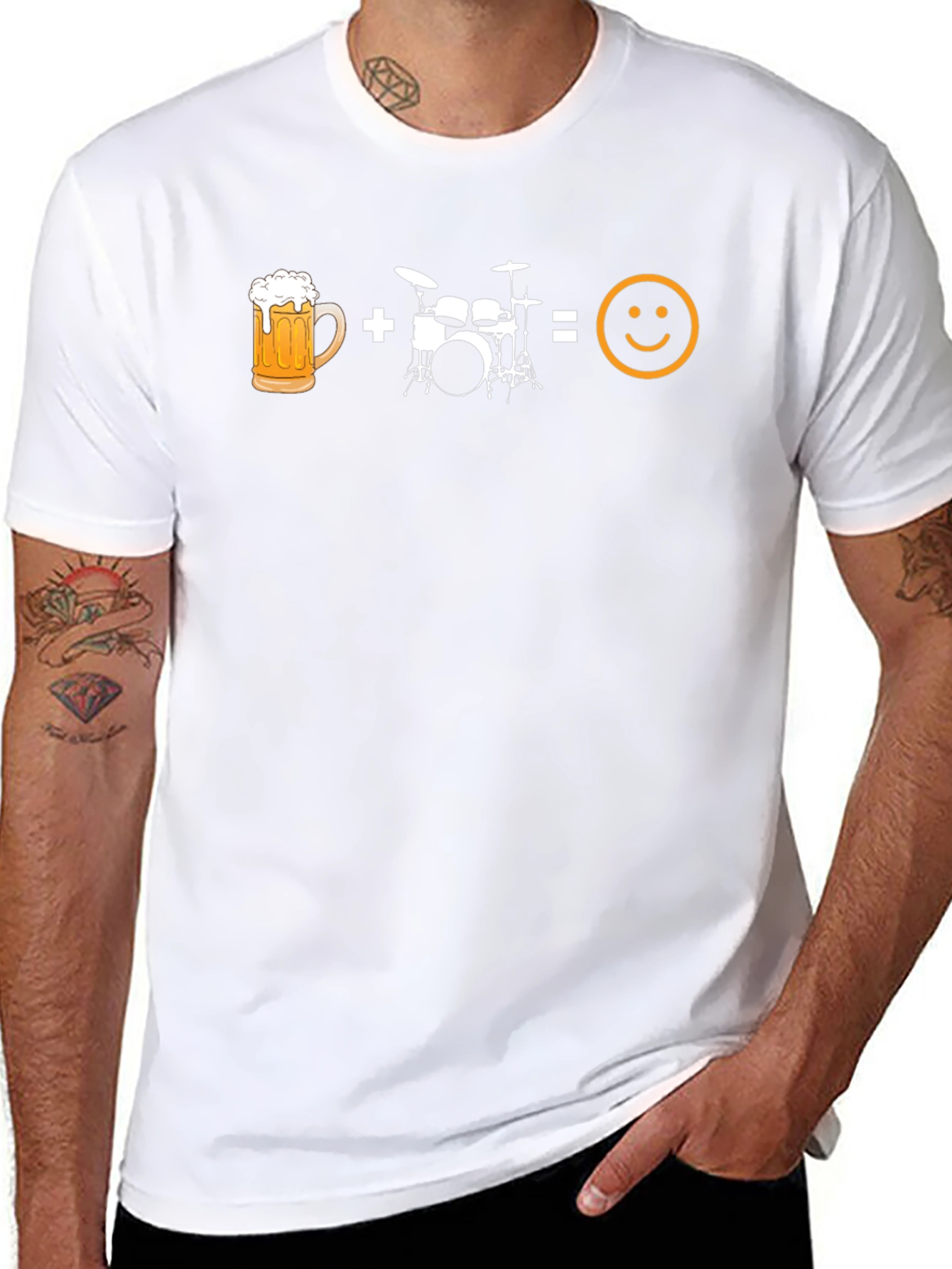 Beer + Drums = Happiness Graphic Tee
