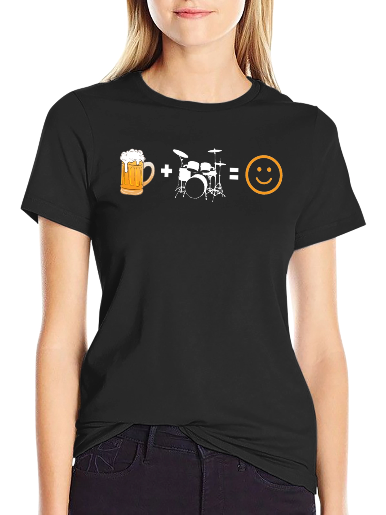 Beer + Drums = Happiness Graphic Tee