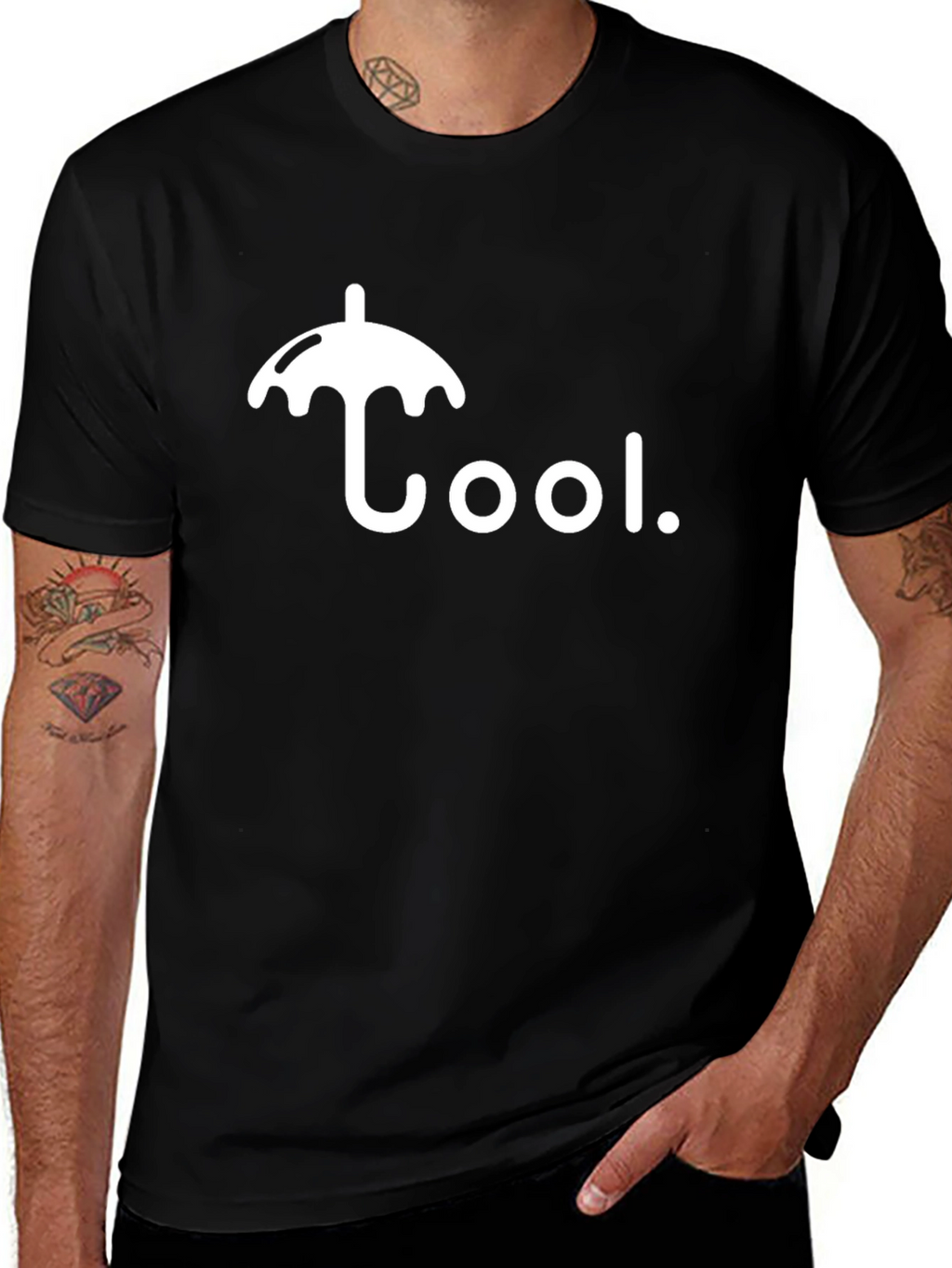 Cool Umbrella Graphic Black T-Shirt