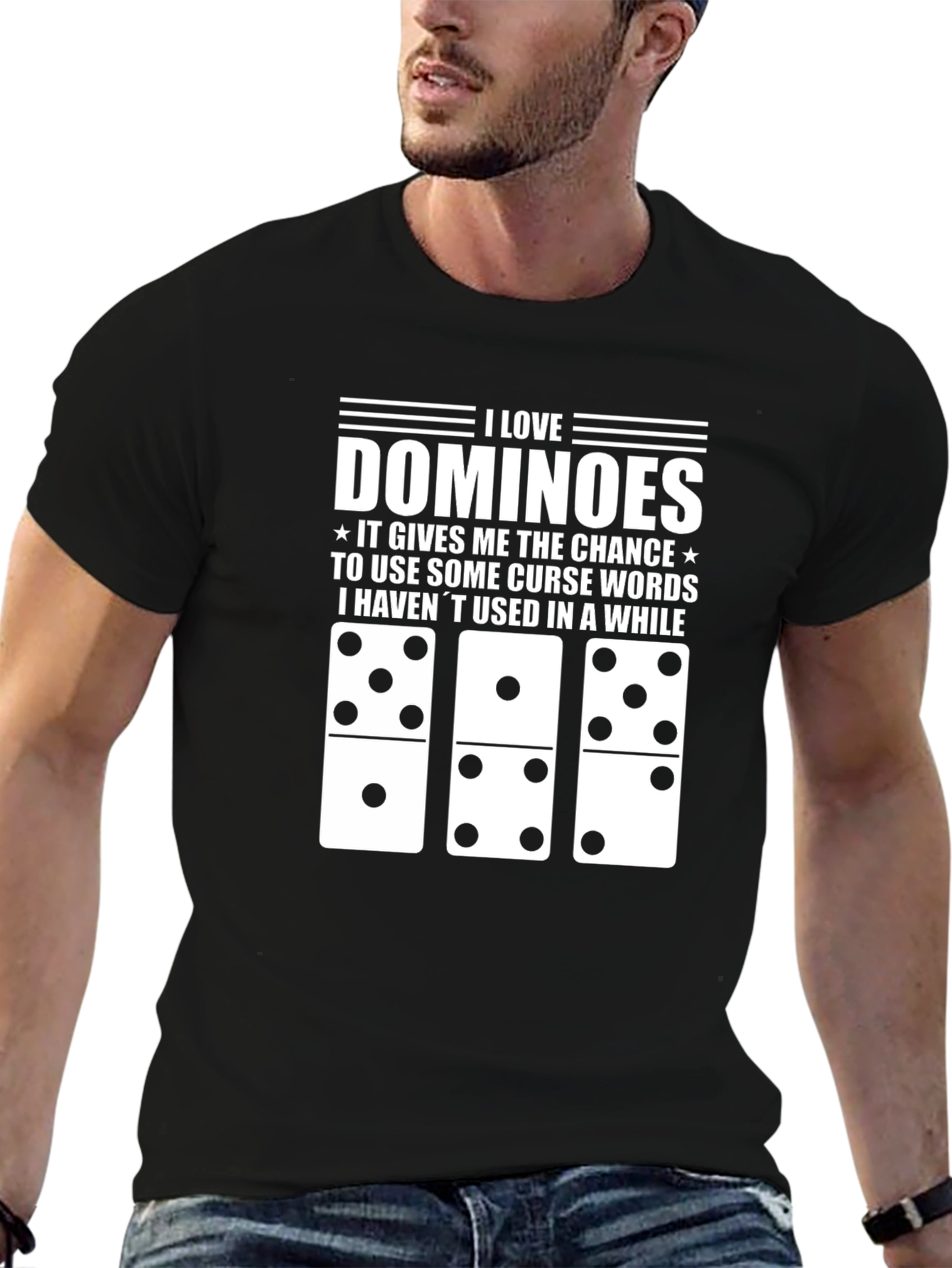 I Love Dominoes Black T-Shirt Funny Curse Word Tee