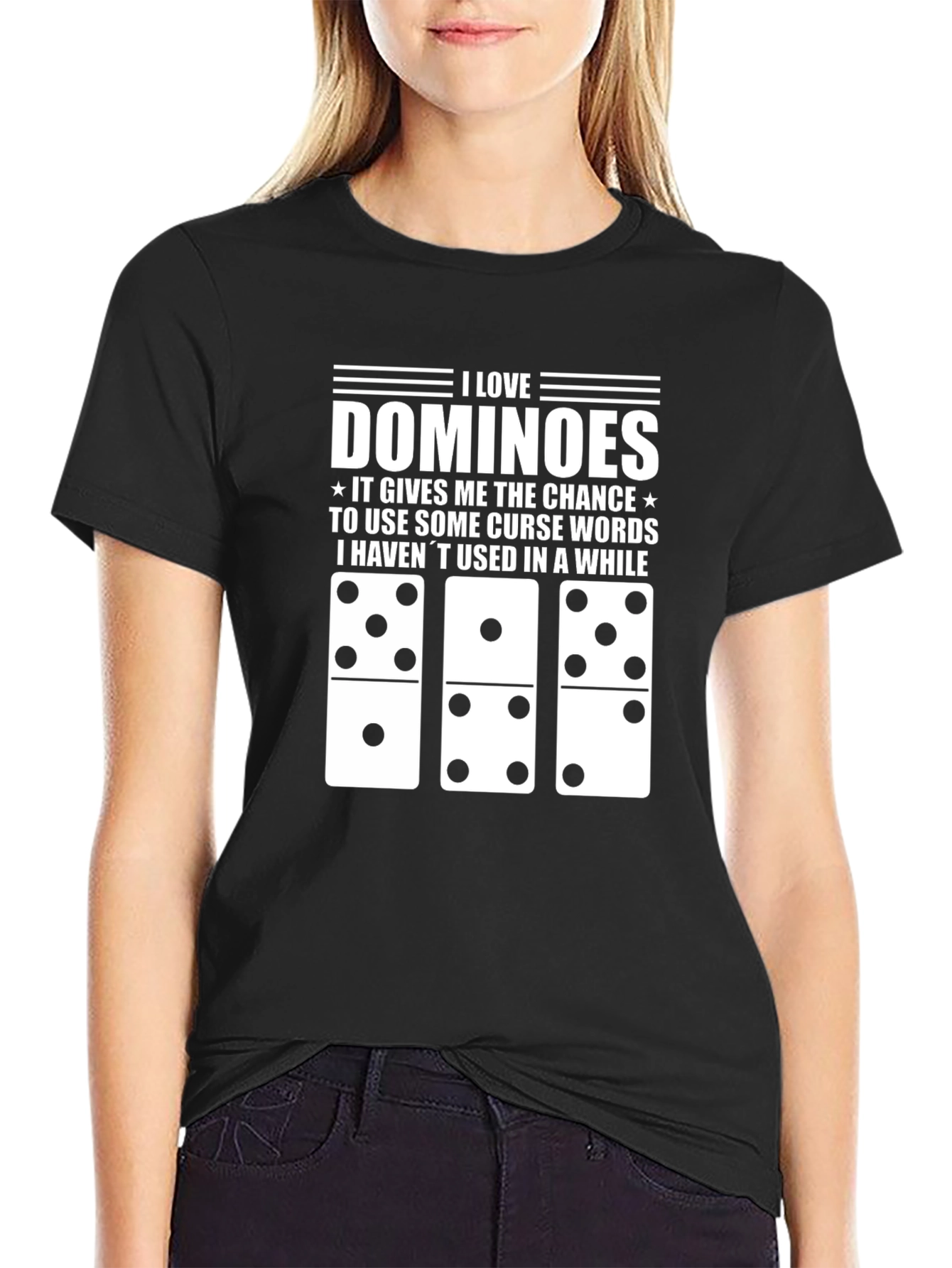 I Love Dominoes Black T-Shirt Funny Curse Word Tee