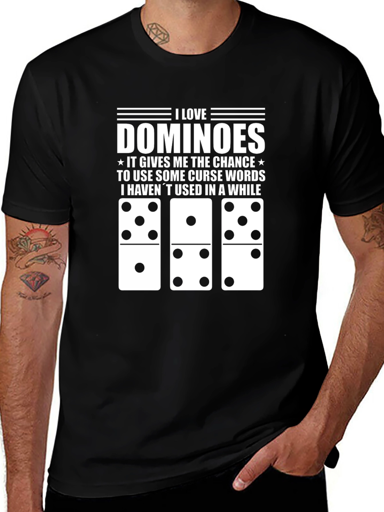 I Love Dominoes Black T-Shirt Funny Curse Word Tee
