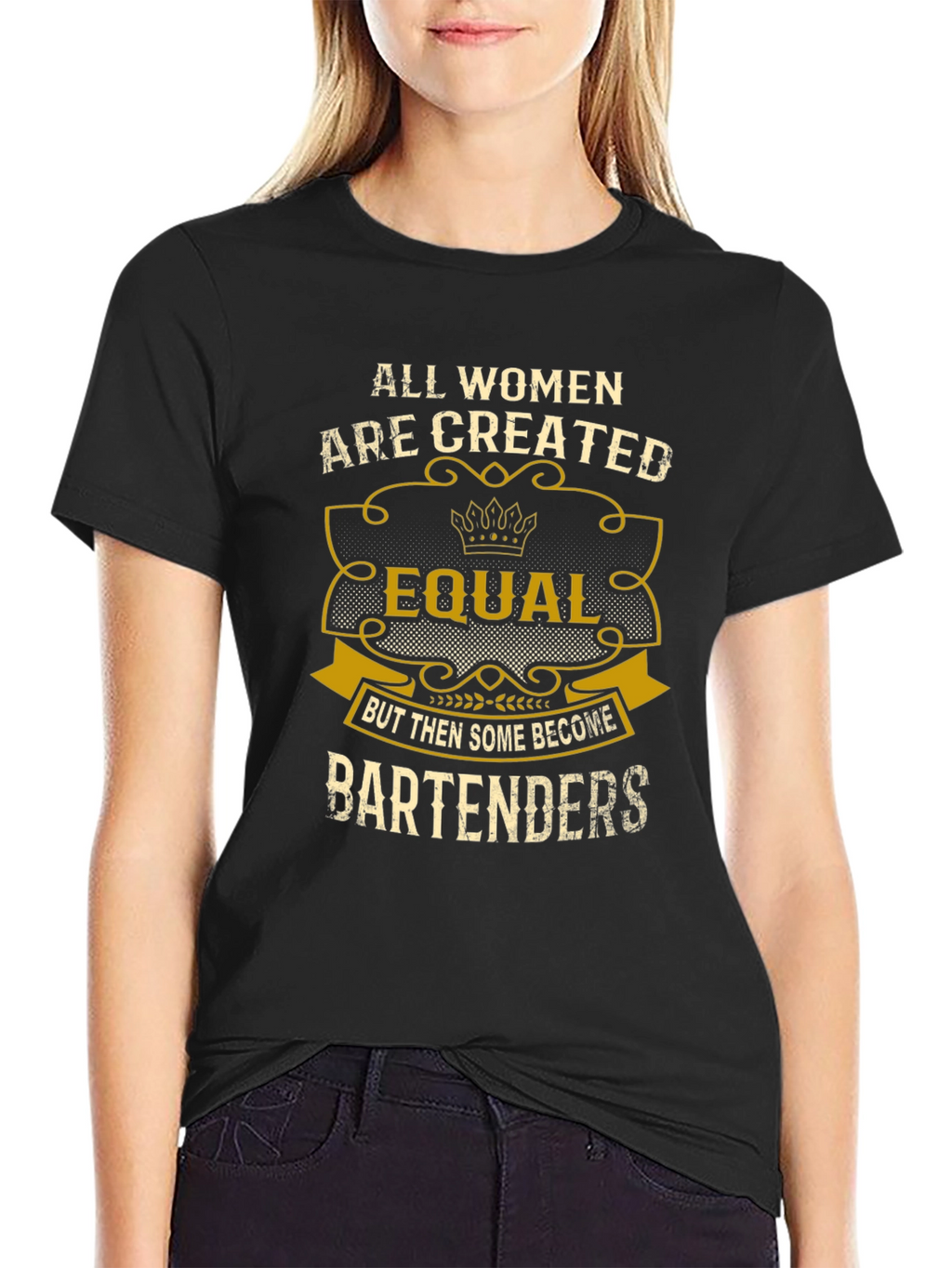 All Women Equal Bartender Black T-Shirt