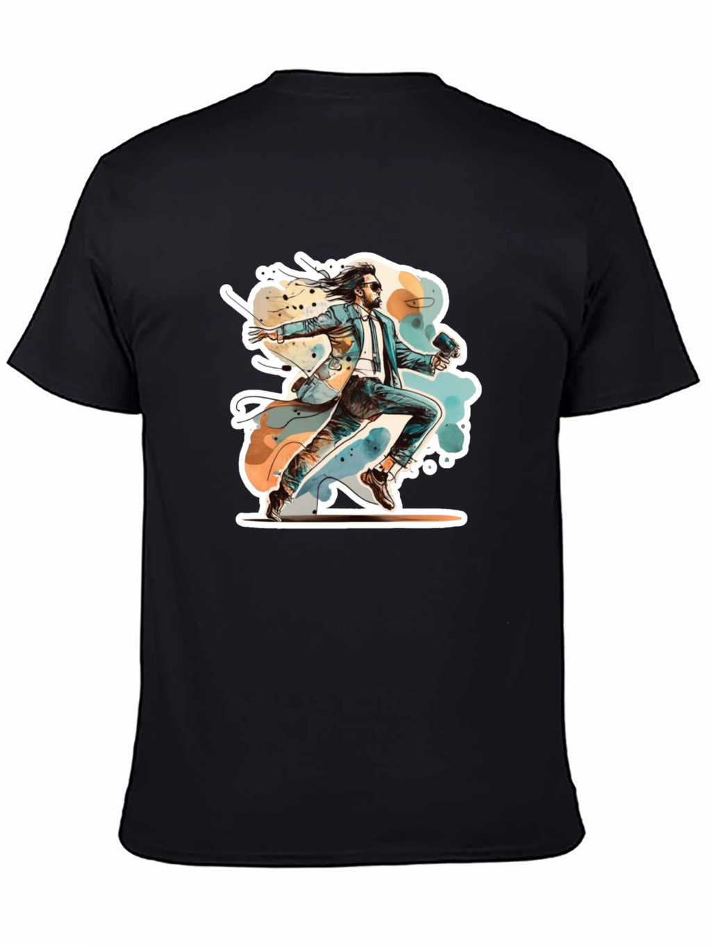 Retro Action Hero Graphic Black T-Shirt