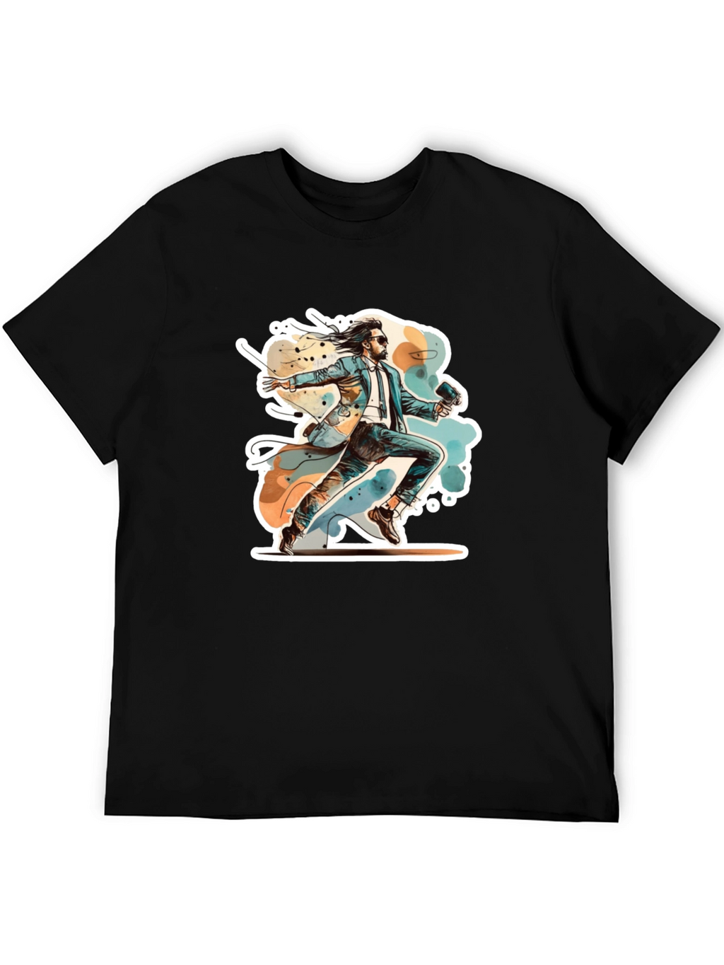 Retro Action Hero Graphic Black T-Shirt