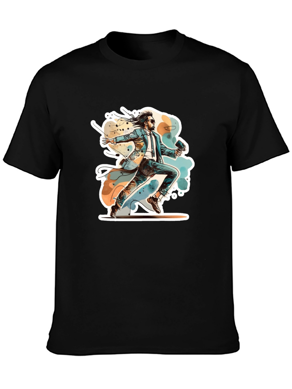 Retro Action Hero Graphic Black T-Shirt