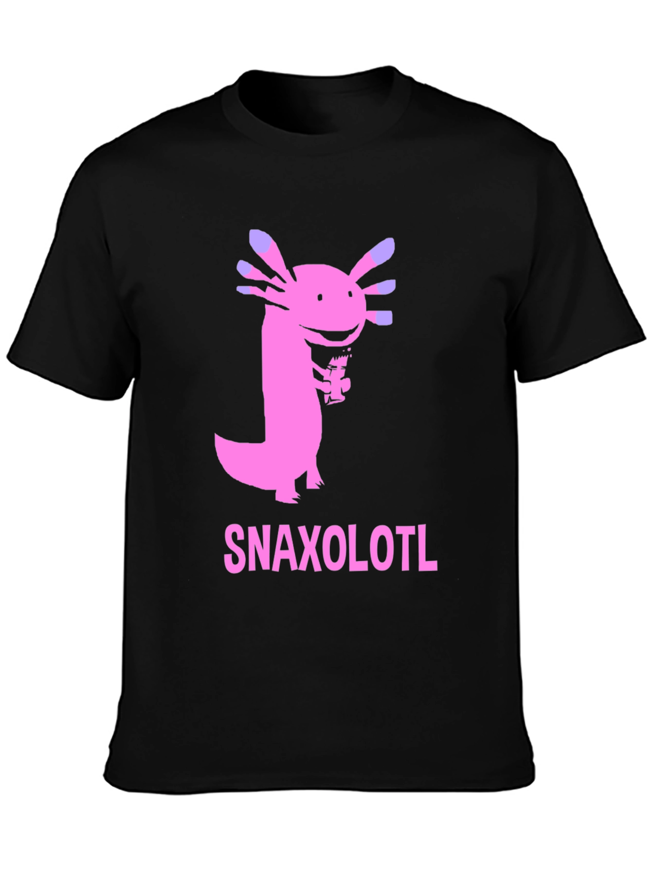 Snaxolotl Black T-Shirt - Funny Axolotl Snack Design