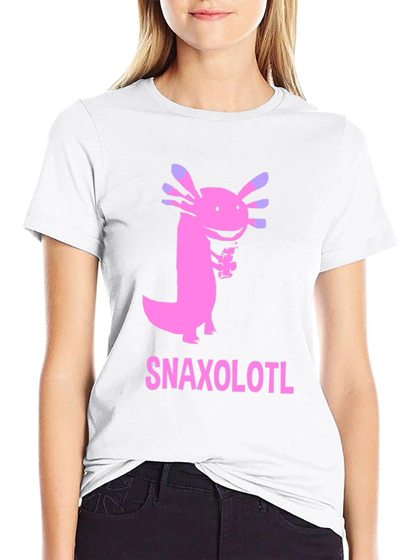 Snaxolotl Black T-Shirt - Funny Axolotl Snack Design