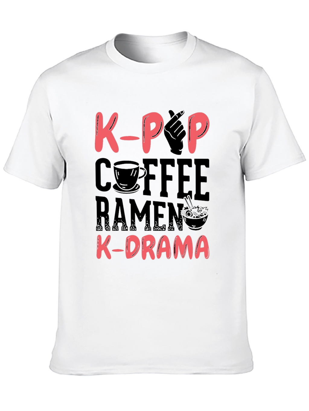 K-Pop Coffee Ramen and K-Drama Black T-Shirt