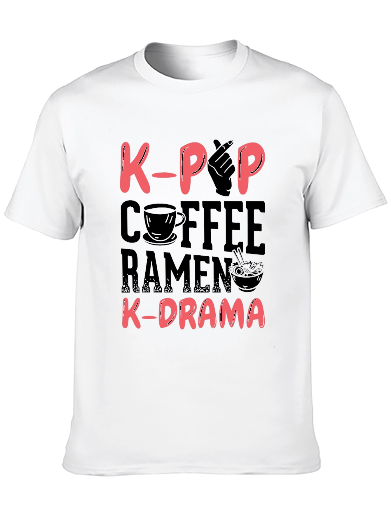 K-Pop Coffee Ramen and K-Drama Black T-Shirt